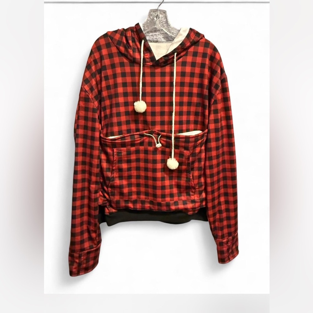 ALYC pet Carrier hoodie red and black plaid color size large
